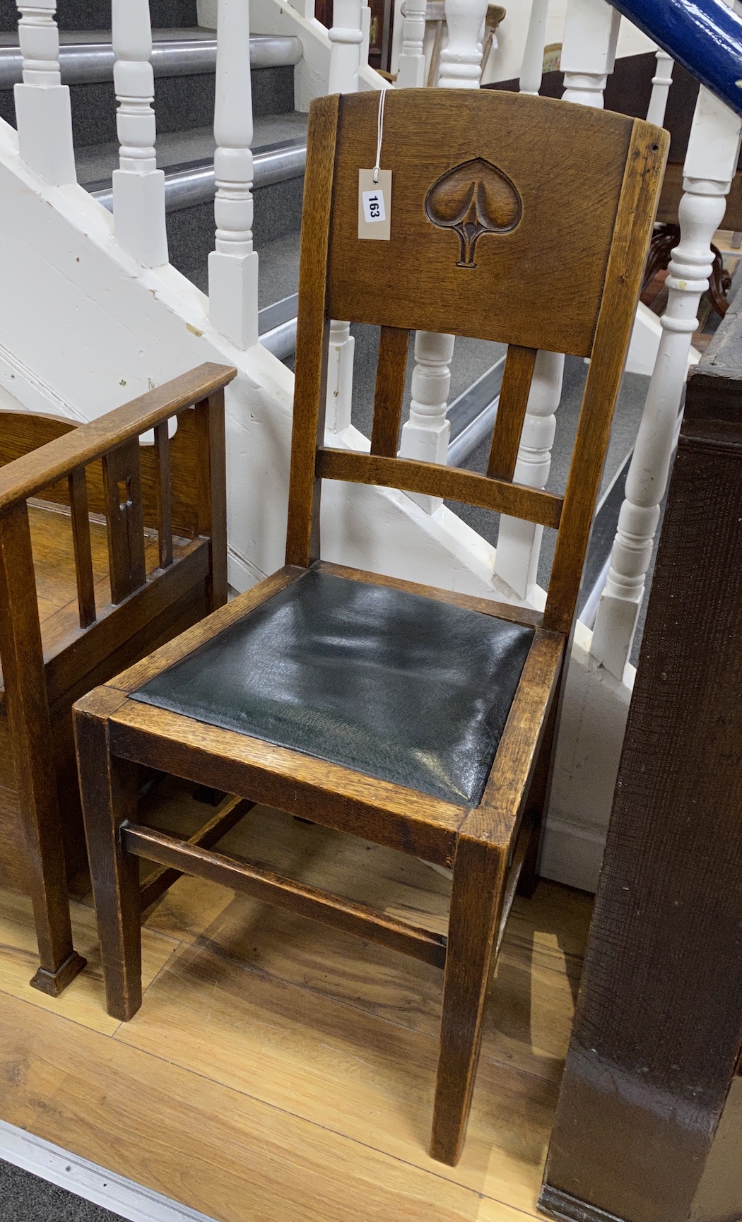 William Neatby (1860-1910) - A pair of Arts and Crafts oak side chairs, width 45cm, depth 42cm, height 101cm